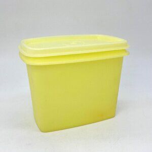 Vintage Tupperware Yellow Container Lid Retro Storage Box Kitchen Pantry 70s